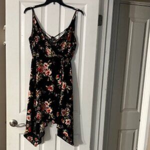 Black Floral Wrap Dress- Xhilaration Brand